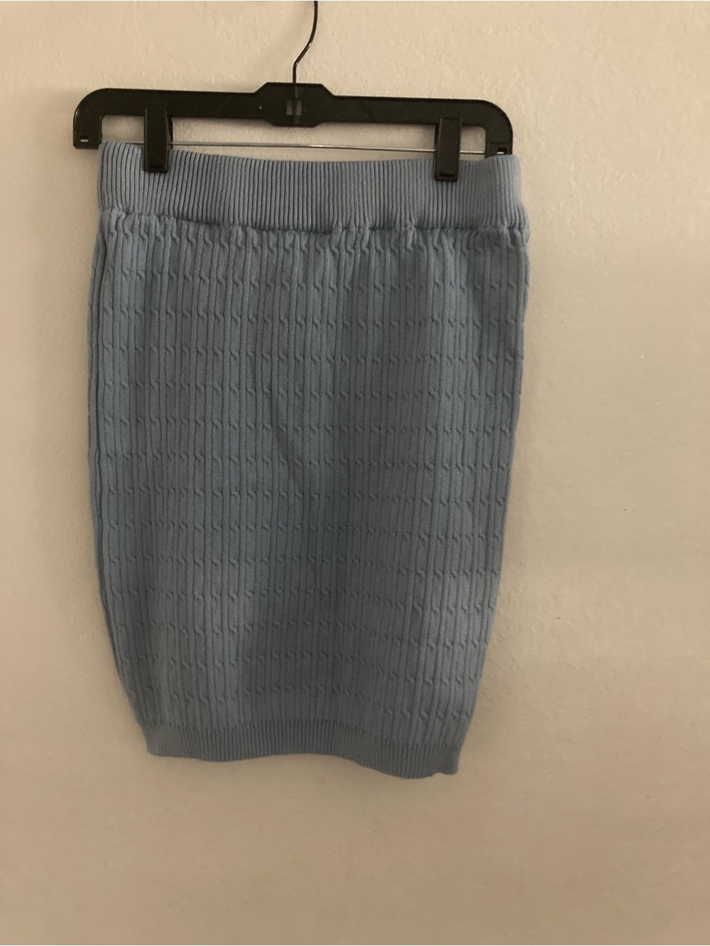 Light Blue Cable-Knit Pencil Skirt - Women's
